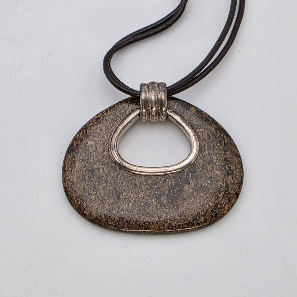 Vintage SILPADA Bronzite Necklace Double Strand Brown Leather Cord FREE $HIP!!